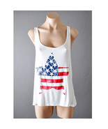 Womens Loose Round Casual White Star American Flag 4th of July Tank Top ... - $20.55 CAD