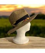 DORFMAN PACIFIC Genuine Raffia Straw Brim Hat Summer Sun Woven S/M Vintage - $626.59 MXN