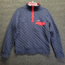 Vintage Patagonia Men&#39;s Sz M Diamond Quilt Snap-T Pullover Blue Red Sweater Read - £57.30 GBP