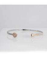 Golf Ball &amp; Tee  Sterling Silver &amp; 14K Gold Accents Bangle Cuff  Bracelet - $201.31 CAD