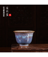 Collectible Handmade Chinese Kiln-Change Glaze Ceramic Tea Cup (Blue-Pur... - $900.00