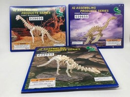 NEW IQ Assembling Products Series Lot of 3 3D Wooden Dinosaur Model Puzzle Kits - £18.38 GBP