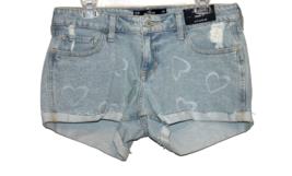 Hollister Low Rise Denim Jean Shorts Size 30 Light Wash Hearts 3&quot; Inseam... - £14.05 GBP