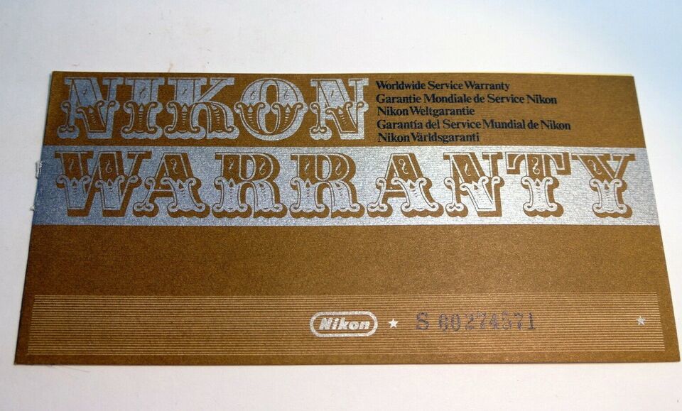 Nikon warranty card 1974 model Nikomat FTN  auto 50mm f2  vintage - $12.70