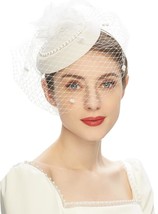 Hats with Feather Mesh Veil Headband - $29.46