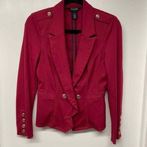 White House Black Market Womens Red Gold Ruffled Blazer Jacket Size 4 Small - £35.09 GBP