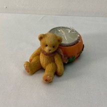 Avon Cherished Teddies Autumn Tealight Holder 470333 Enesco 1998 Vintage - $24.75