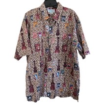 Vintage Kolekole Hawaiian Aloha Shirt Large Ukuleles Hula Girls - £30.96 GBP
