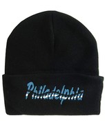 Philadelphia Adult Size Wavy Script Winter Knit Beanie Hat (Black) - £11.95 GBP