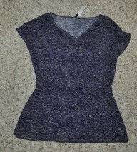 Womens Shirt Daisy Fuentes Purple Drop Waist Short Sleeve Top $38 NEW-size XS - £11.68 GBP