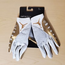 Nike Jordan Vapor Knit 4.0 Size M Football Receiver Gloves Metallic Gold White - £55.95 GBP