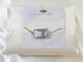 Inspired Life 7-8 &quot; Blue Stone Cluster Slider Bracelet W106 - £9.81 GBP