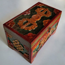 Tibetan Buddhist Artistic Multipurpose Wooden Box 12&quot; - Nepal - £118.02 GBP