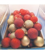 53 Red &amp; Gold Solid Glitter, Shinny &amp; Matte Ball Christmas Ornaments - $30.51 CAD