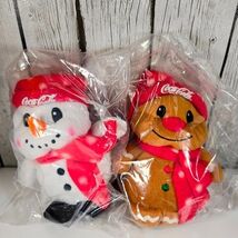 Lot of 2 Coca Cola Gingerbread &amp; Snowman Plush Set NIP 2009 Holiday Mascots - €21,39 EUR