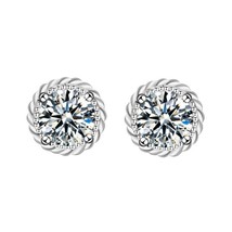 Twisted Braided Beaded Round 0.5ct Moissanite Stud 925 Silver Solitaire Earrings - £53.30 GBP