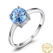 Genuine 925 Sterling Silver 1.6CT Natural Sky-Blue Topaz Gemstone Ring - £31.37 GBP