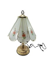 Vintage Floral Glass 8 Panel 3-Way Touch Gold Brass Lamp - £71.52 GBP