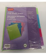 Staples Large Tabs Write &amp; Erase Paper Dividers 5-Tab Multicolor 486272 - £6.16 GBP