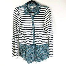 Postage Stamp Anthropologie Womens Button Down Shirt Tunic Striped Paisley L - £11.39 GBP