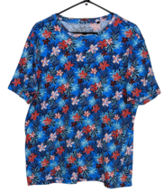Copper &amp; Oak Women&#39;s Casual Bright Flowered T-Shirt Short Sleeve Size L Top - £13.23 GBP