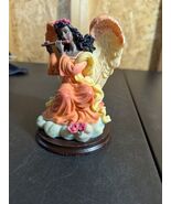 VINTAGE ANGEL FIGURINE  - SITTING PLAYING FLUTE - WINGS SPREAD -5&quot; TALL - €14,13 EUR