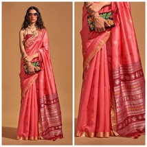 Pink Banarasi Silk Saree With Blouse Piece, Zari Weaving,  Free Shipping, Gift f - £60.47 GBP