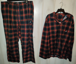 New Mens Nautica Navy Plaid Super Soft Flannel Pajama Set W/ Pockets Size Xl - £29.25 GBP