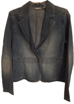 Halogen Collared Jean Jacket One Button Closure Womens Size Medium  - $15.61