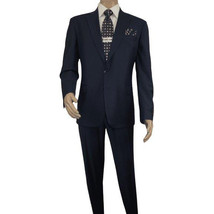 Men Suit BERLUSCONI Turkey 100% Soft Italian Wool Super 180's #Ber28 Navy Blue image 7