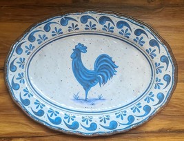 Melamine ~ Country Rooster ~ Paisley Serving Platter ~ 13&quot; x 18&quot; ~ Blue ... - £20.60 GBP