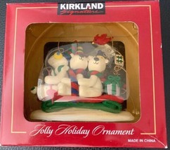 Kirkland Signature Jolly Holiday Christmas Ornament Polar Bears Sledding on Snow - £13.36 GBP