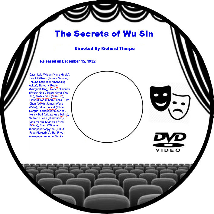 The Secrets of Wu Sin 1932 DVD Movie Crime Lois Wilson Grant Withers Dorothy Rev