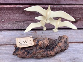 Vtg Retro Mcm Kinetic Seagulls Marvin Wernick Manzanita Wood Sculpture W Tag - £19.31 GBP