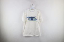 Vintage 90s Champion Mens XL Distressed Spell Out Center Logo T-Shirt White USA - £27.43 GBP