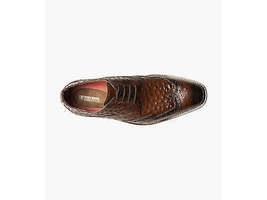 Stacy Adams Gennaro Wingtip Oxford Ostrich Print Leather Cognac 25537-221 image 5