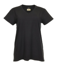 Blue Mountain YKL-9072 Women&#39;s Short Sleeve V-Neck T-shirt, Black, Large - $21.55