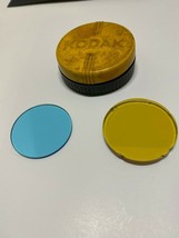Camera Lens Filters Blue and Yellow Kodak? Vintage 1.5 inches - $11.95