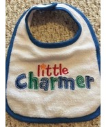 Boys Baby Bib LITTLE CHARMER White Blue Terry Cloth - €2,12 EUR