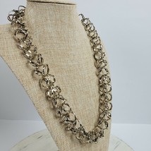 Vintage LOFT Statement Silver Tone Circles Necklace 27 Inch Career / After Five - $16.83