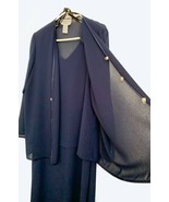 Jeffrey & Dara Evenings Lady's Formal Dress w Jacket, Navy, 2-Tiered Dress, S 14 - $56.64