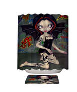 Goth Bat Fairy Girl with Bat Tattoos Shower Curtain - $23.90+
