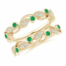 Authenticity Guarantee 
Angara Natural 1.5mm Emerald Fashion Ring in 14K Yell... - £828.89 GBP