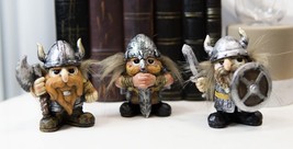 Viking Warrior Miniature Resin Figurine Tabletop Set of 3 Pcs 3.75&quot; H - £27.96 GBP