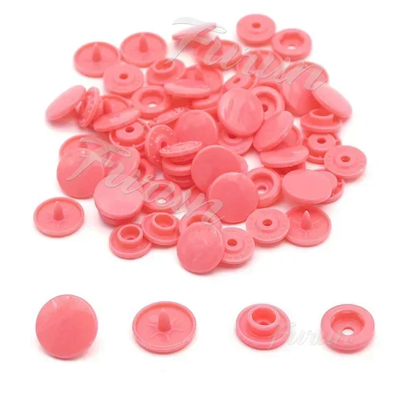 100sets Multiple Colors Plastic Snap Buttons Round Press Stud -coral powder - $155.36 MXN