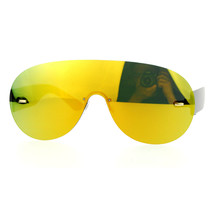 Flat Lens Rimless Sunglasses Unisex Oversized Racer Fashion Shades UV 400 - £13.50 GBP