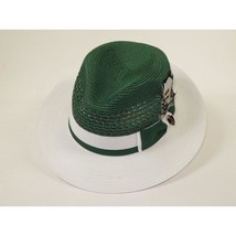 Men's Bruno Capelo Belvedere 2-Tone Straw Style Fedora Hat BD953 Emerald White image 2