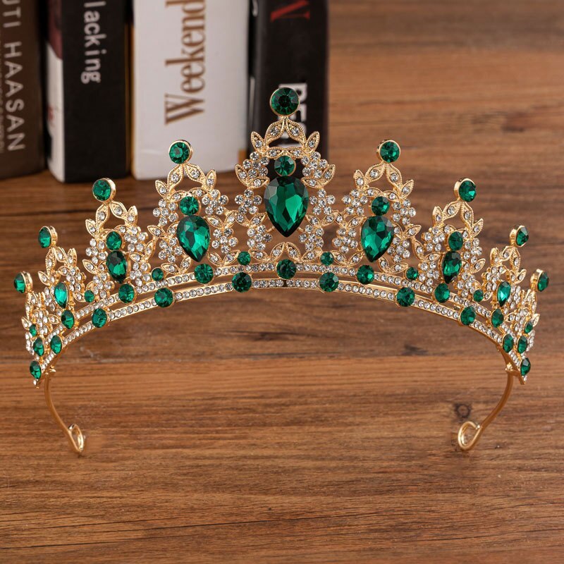 Primary image for Baroque Retro Green Crystal Costume Jewelry Sets Rhinestone Crown Choker Necklac