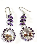 Simulated Amethyst Purple 925 Silver Stud Dangle Drop Earrings for Womens - £24.85 GBP