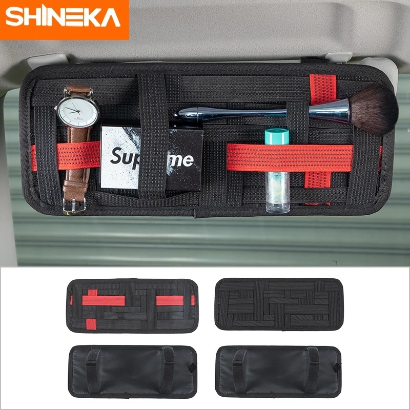 SHINEKA Car Sun Visor Pen Data Line Holder Organizer Storage Bag Sunglasses Clip - £22.21 GBP